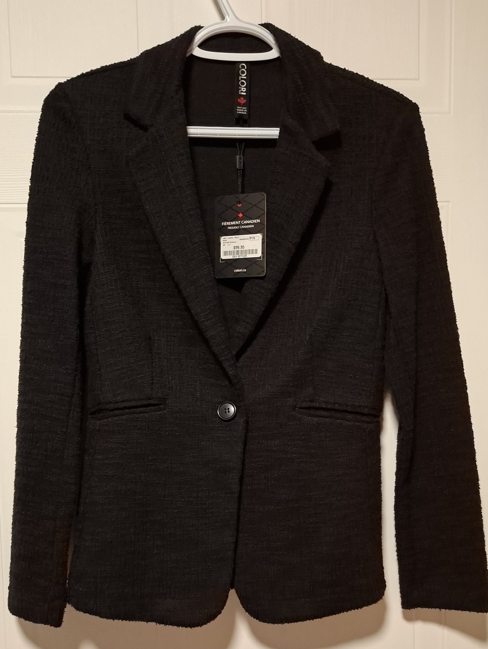 NWT Black Textured Single-Button Blazer Jacket